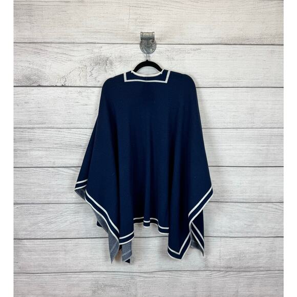 Ann Taylor Women's Navy Knit One Size Throw On Poncho Cardigan - Picture 7 of 7